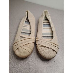 Roebuck‎ Co Shoes Womens Sz 8 M Brynn Natural Beige Woven Fabric Flats Slip On